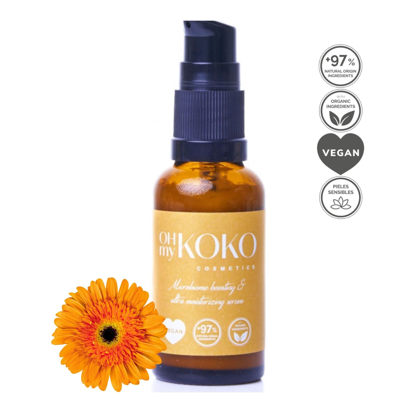 Sérum ultrahidratante para piel seca y deshidratada de OhMyKoko, cuidado facial natural y vegano