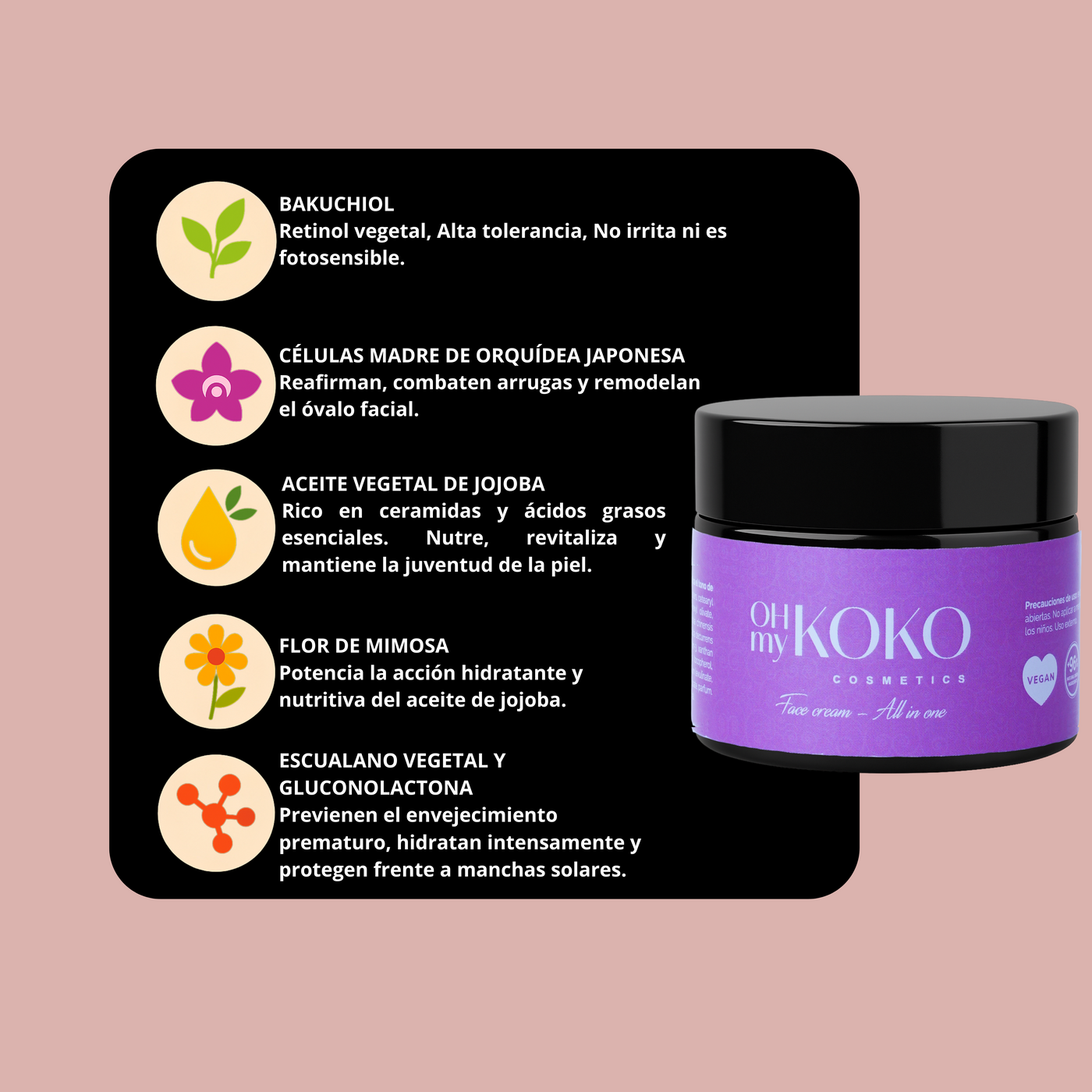 Crema Facial Hidratante con Bakuchiol 40 ml | Antiedad Día y Noche | Todas las pieles