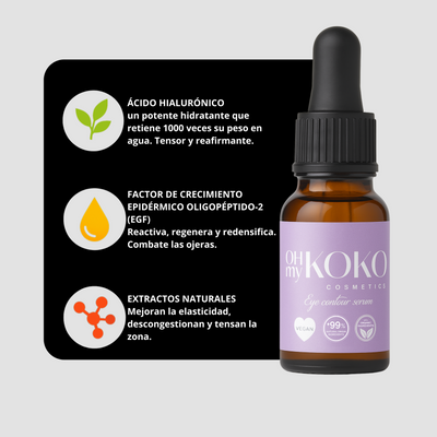 Anti-dark circles and anti-wrinkle eye contour serum - Hydration with hyaluronic acid - 15 ml