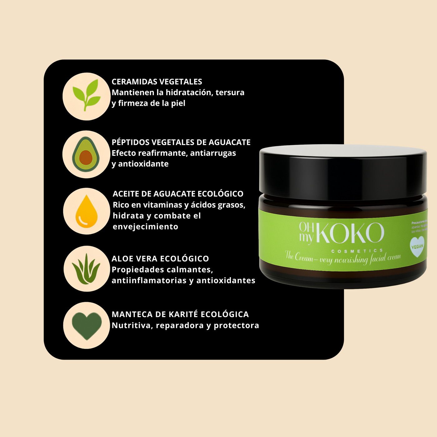 Crema Facial Nutritiva con Péptidos Vegetales y Ceramidas 40 ml | Nutrición Antiedad Día y Noche | Piel Seca y Sensible