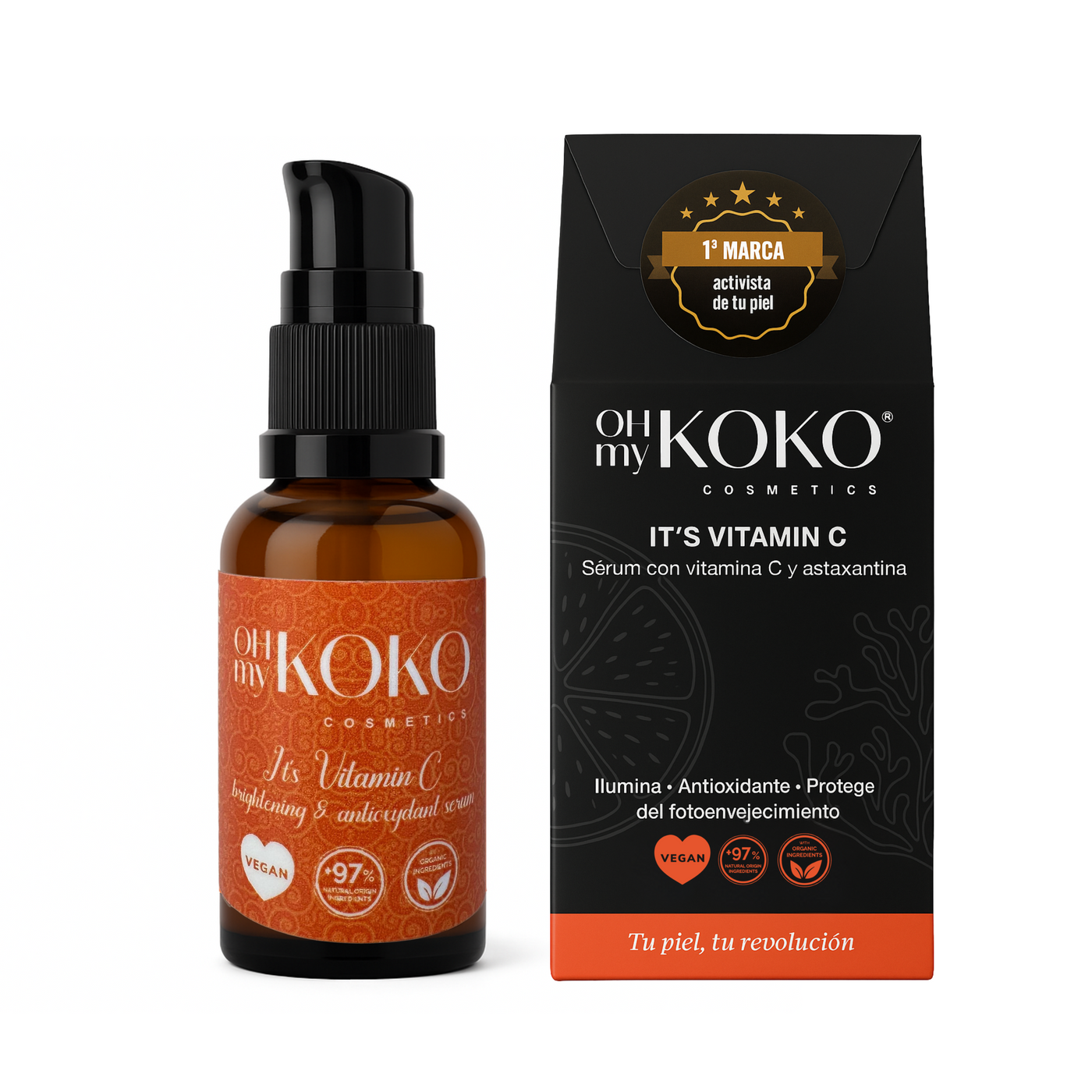 Sérum Facial Iluminador con Vitamina C y Astaxantina 30 ml | Antimanchas y Antiedad | Todas las pieles